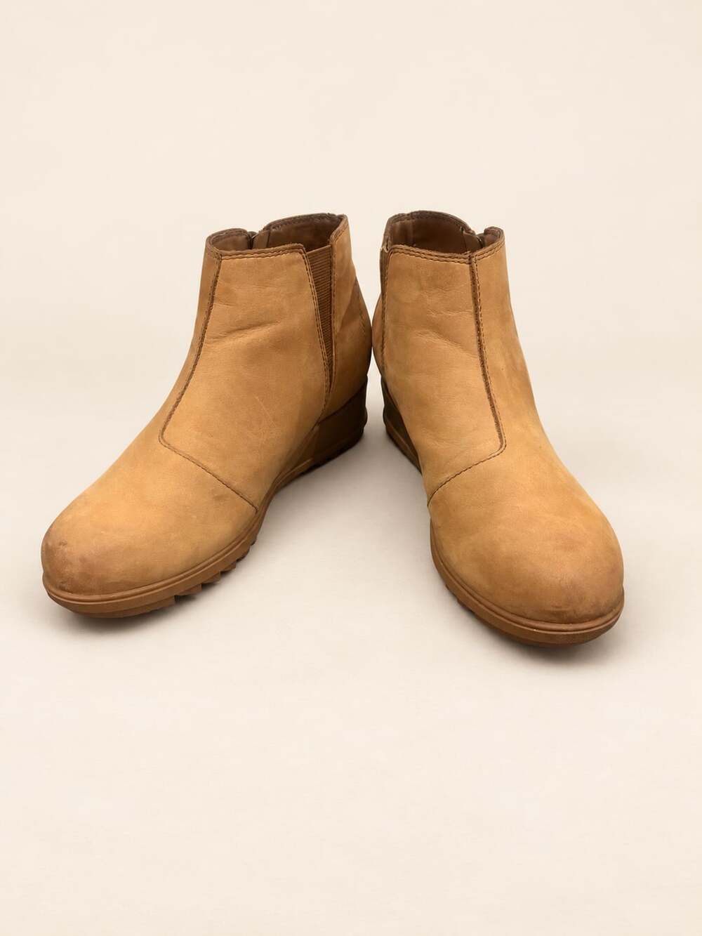 Sorel Evie Zip Waterproof Leather Wedge Ankle Boots Velvet Tan Women’s 8.5